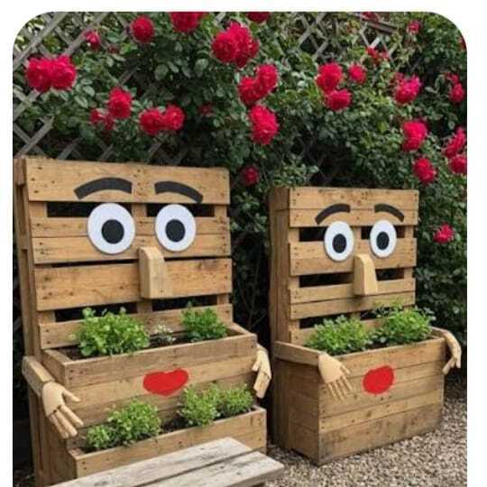 Decorative wood planter box with painted details